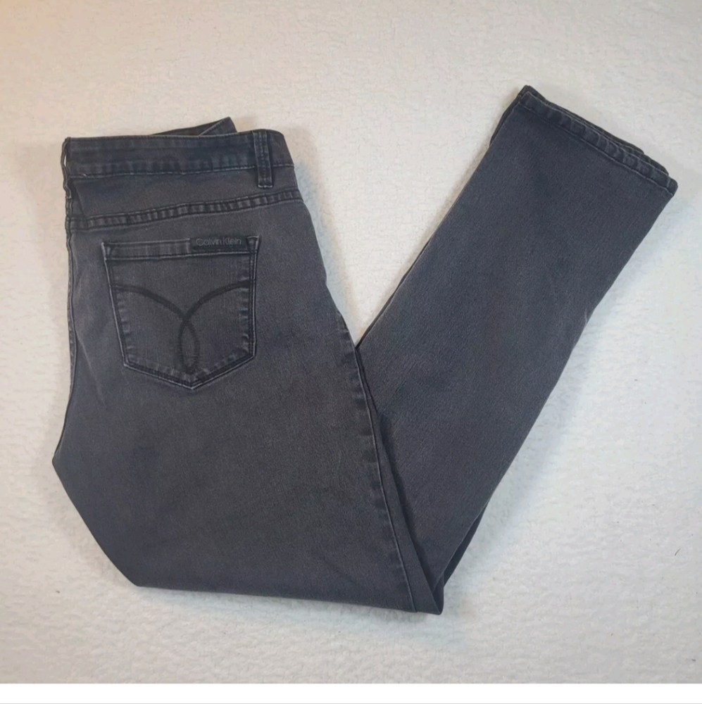 Calvin Klein Black Straight Leg Denim Jeans Mid Rise Womans Size 10 30x30